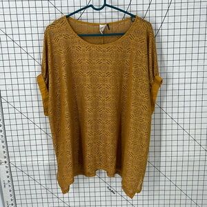 Anthropologie Akemi + Kin Bratton Yellow Gold Lace Oversized Top M/L
